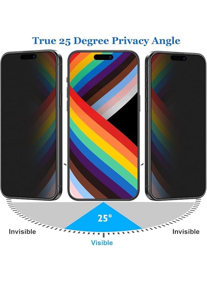 واقي شاشة زجاجي لحماية الخصوصية لهاتف آيفون 15 برو ماكس، مصنوع من الزجاج المقوى - Image 3